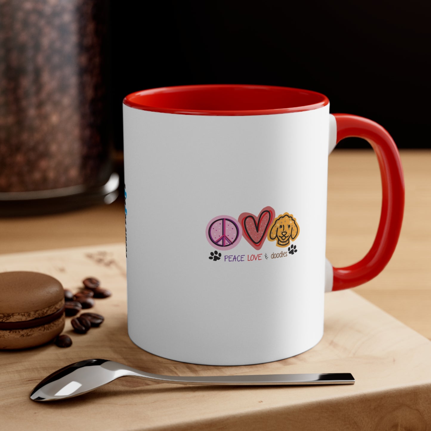 Peace, Love, and Doodles Accent Coffee Mug, 11oz