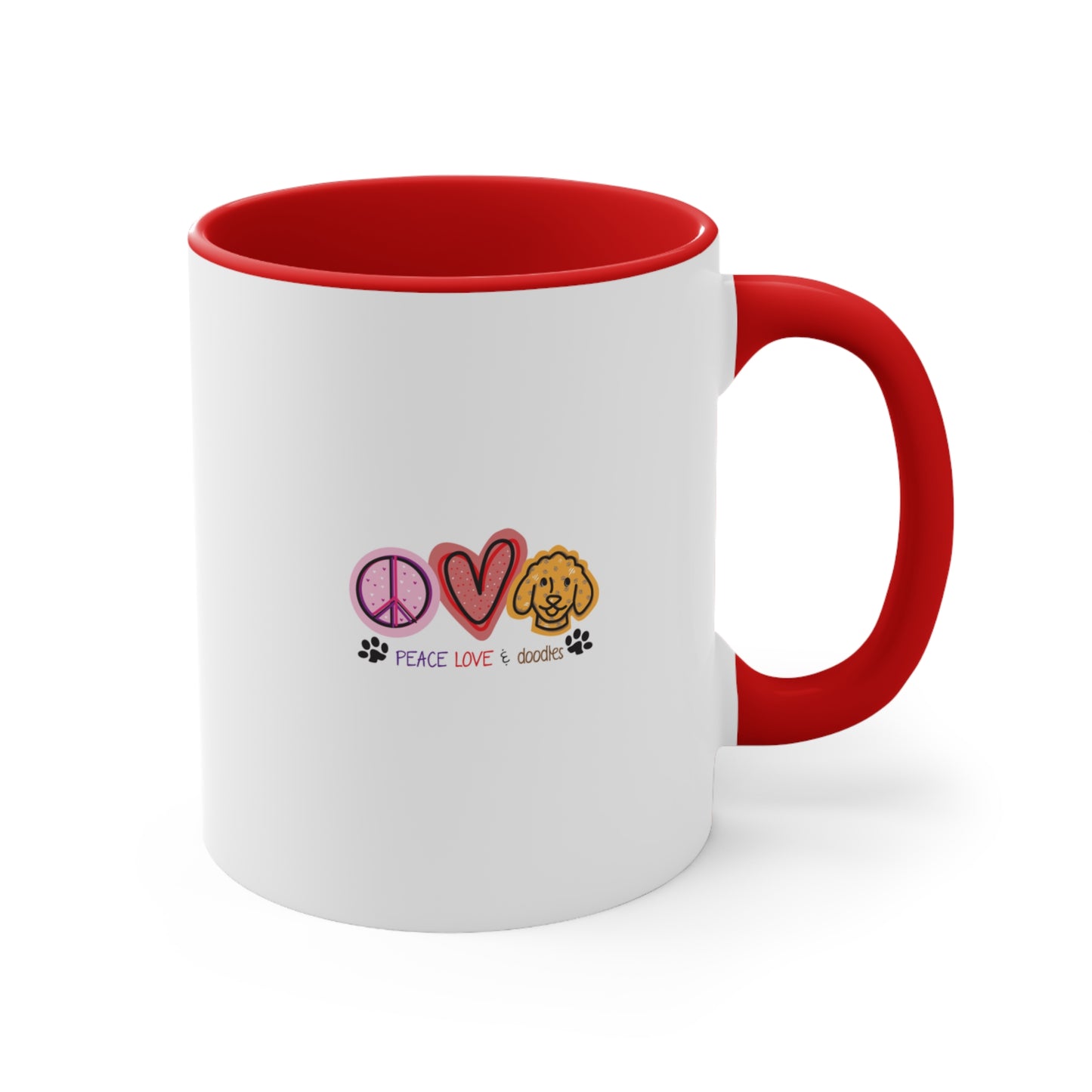 Peace, Love, and Doodles Accent Coffee Mug, 11oz