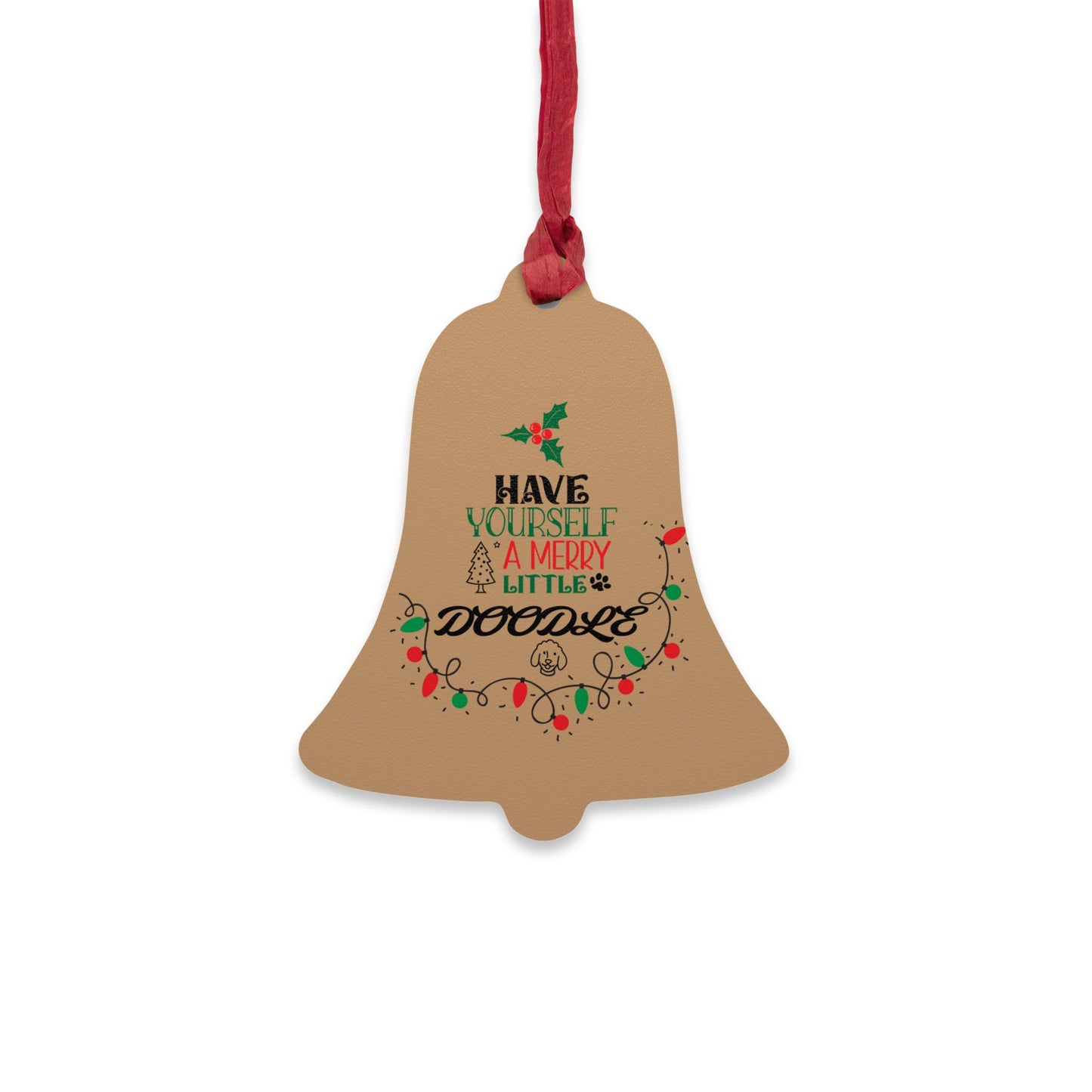 Wooden Ornament Have Yourself a Merry Little Doodle Bell - Festive Holiday Magnet