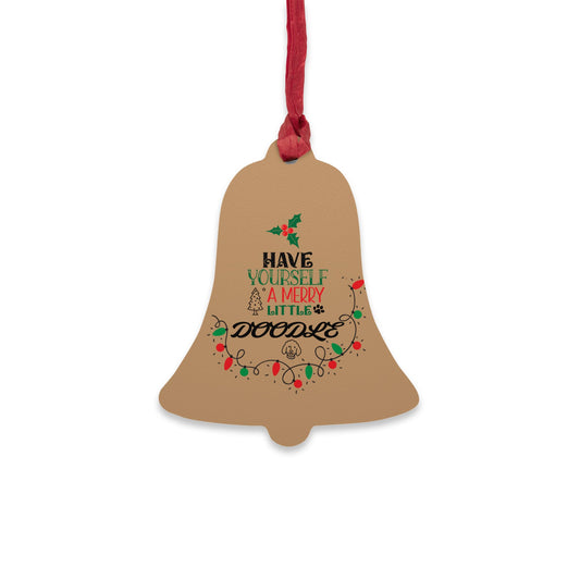 Wooden Ornament Have Yourself a Merry Little Doodle Bell - Festive Holiday Magnet