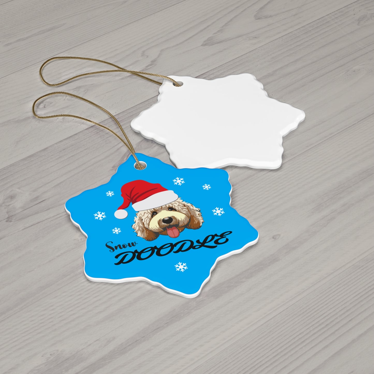 Ceramic Ornament Snow Doodle Snowflake - Festive Holiday Decor for Dog Lovers