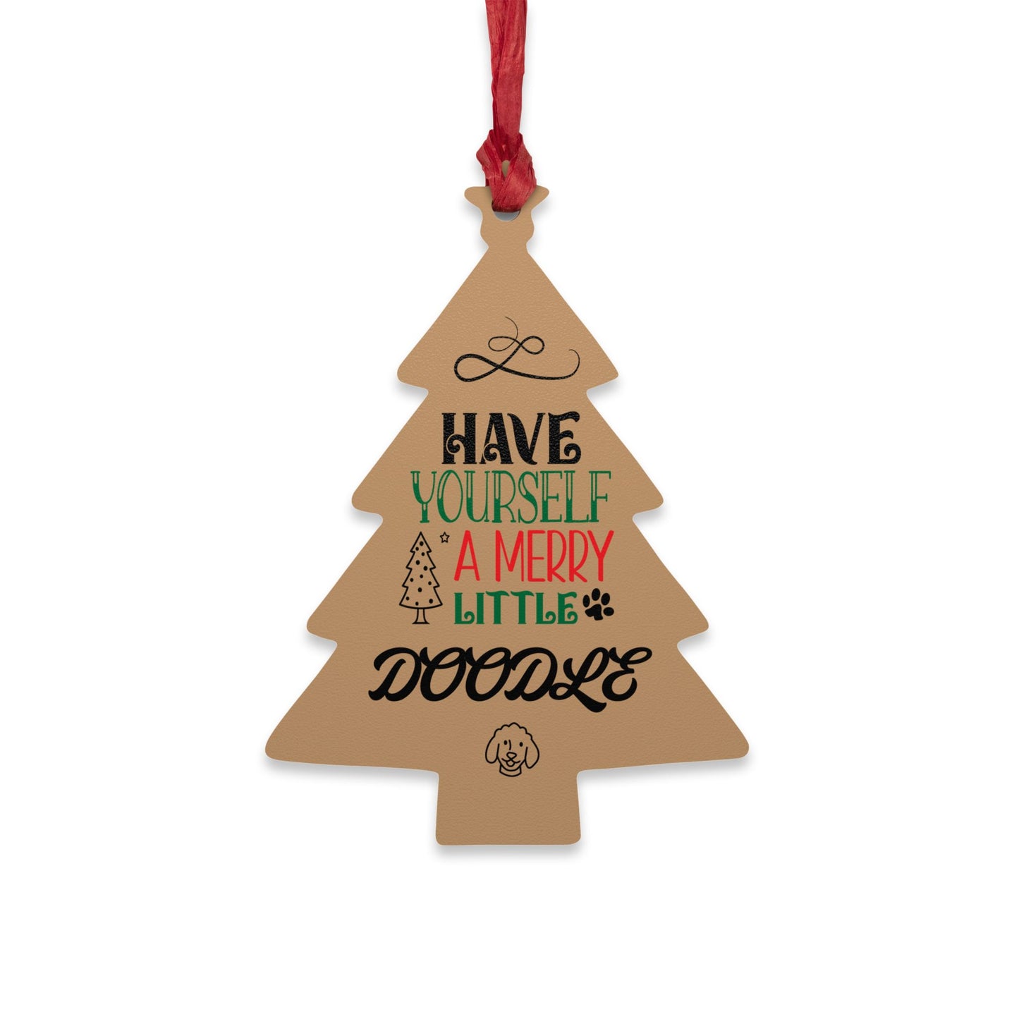 Wooden Ornament Have Yourself a Merry Little Doodle Tree - Festive Holiday Magnet