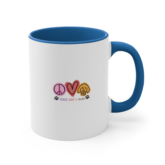 Peace, Love, and Doodles Accent Coffee Mug, 11oz