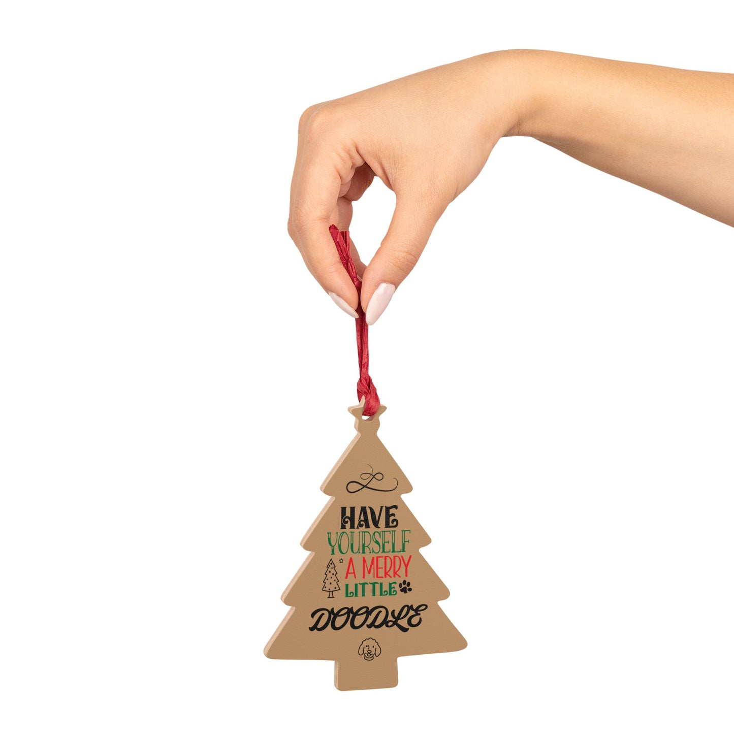 Wooden Ornament Have Yourself a Merry Little Doodle Tree - Festive Holiday Magnet