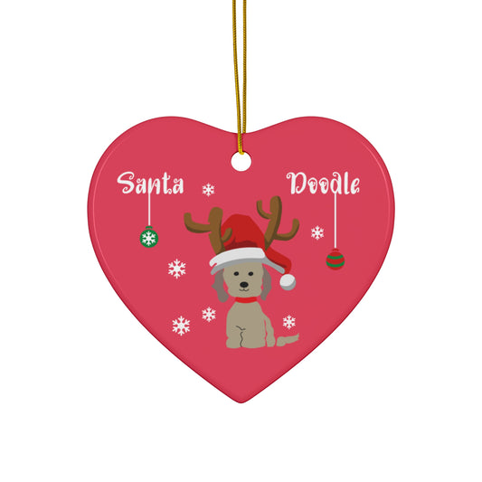 Ceramic Ornament Santa Doodle Heart - Adorable Christmas Decor for Doodle Lovers