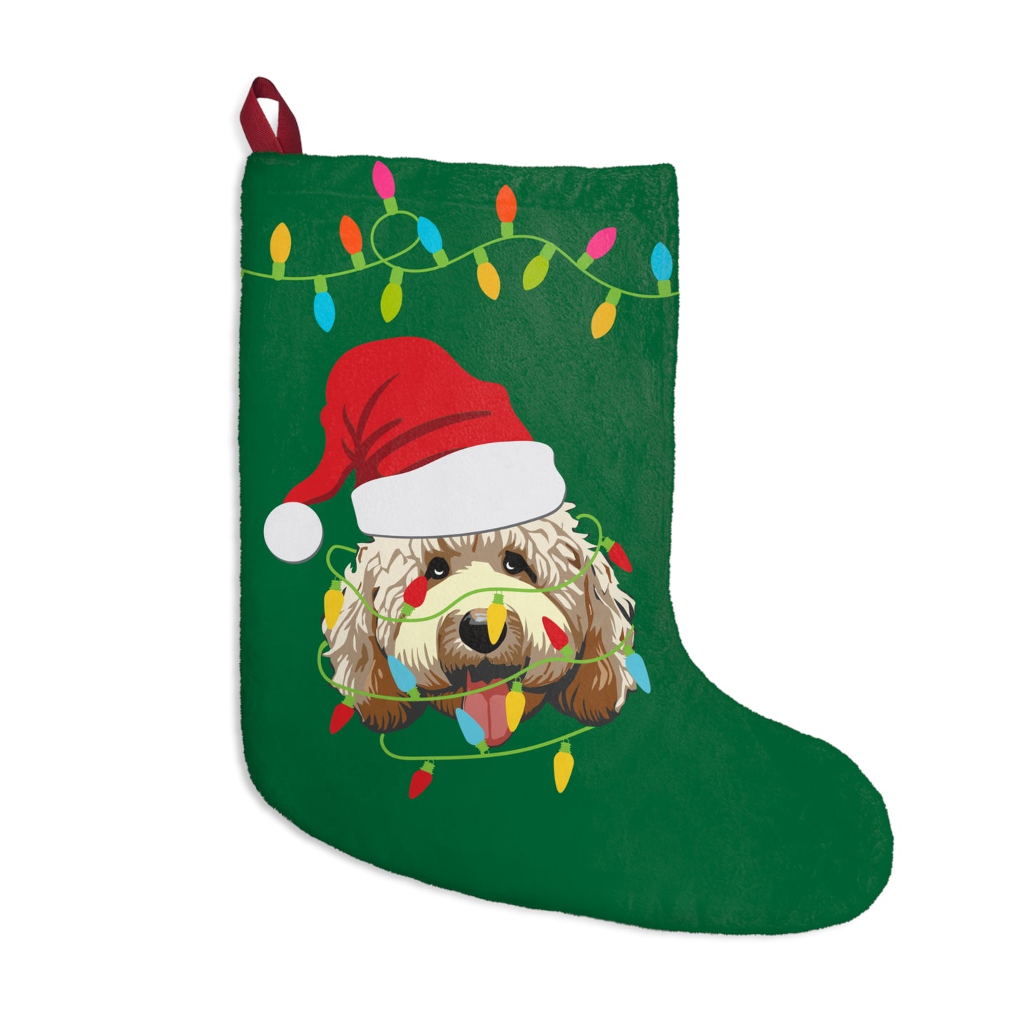 Stocking Doodle Wrapped in Lights (Green) – Festive Holiday Decor