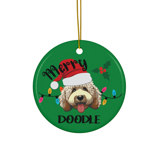 Ceramic Ornament Merry Doodle - Adorable Holiday Decor for Doodle Lovers