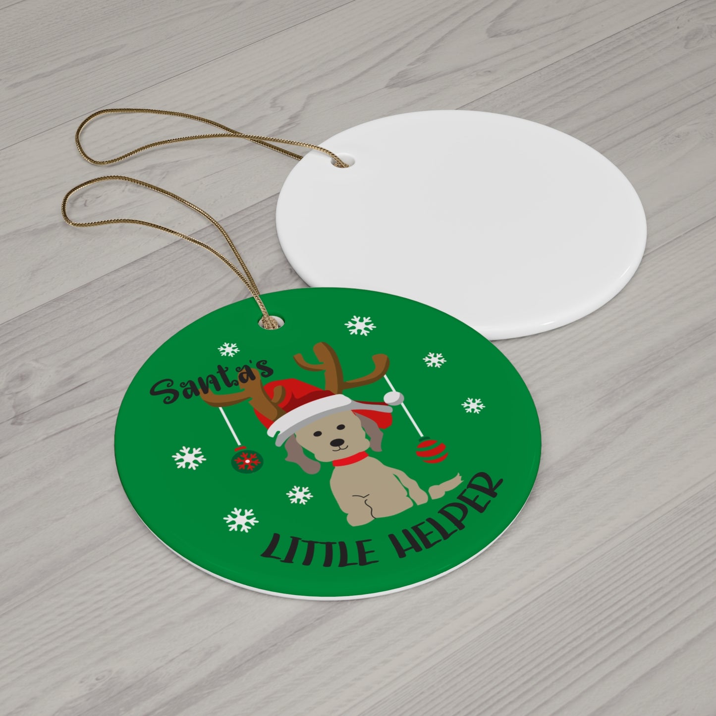 Ceramic Ornament Santa's Little Helper - Festive Holiday Decor for Doodle Dog Lovers