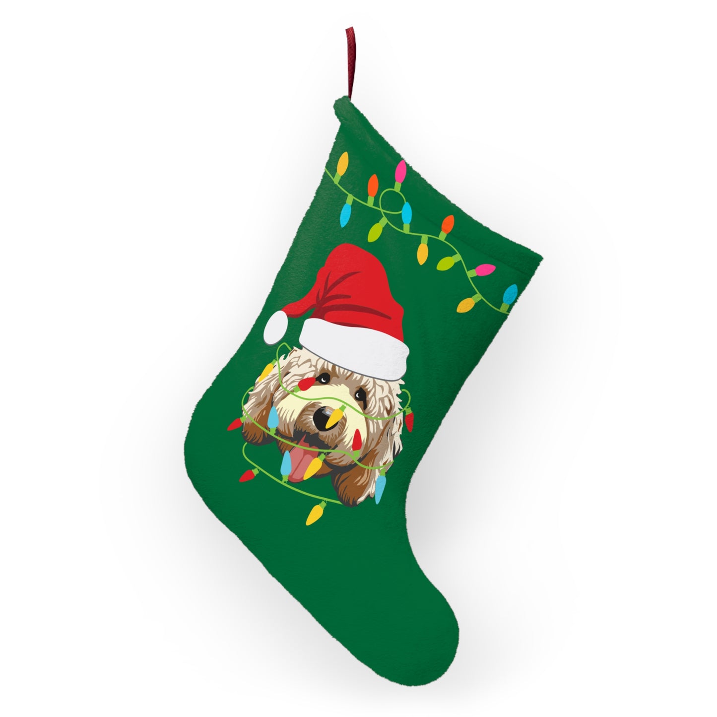 Stocking Doodle Wrapped in Lights (Green) – Festive Holiday Decor