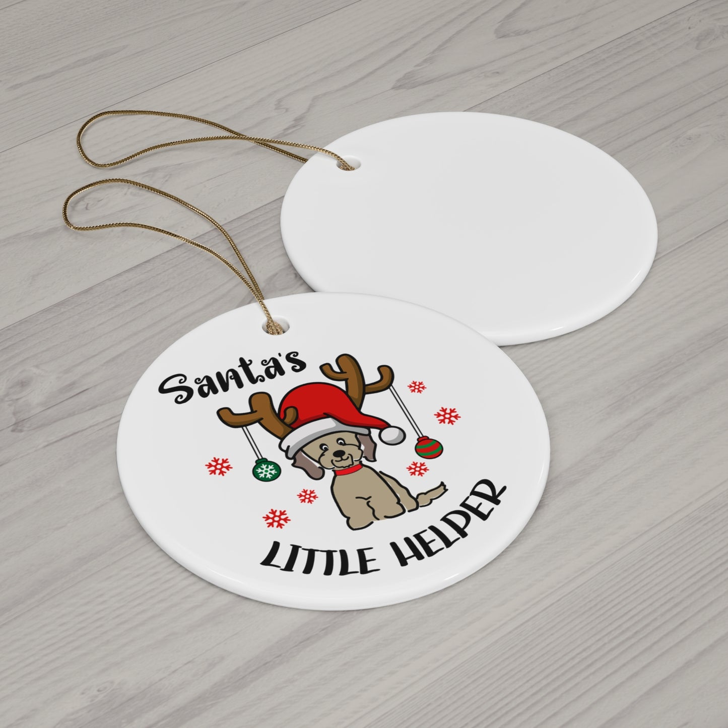 Ceramic Ornament Santa's Little Helper - Perfect for Doodle Dog Lovers