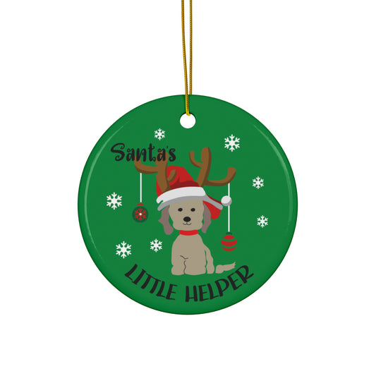 Ceramic Ornament Santa's Little Helper - Festive Holiday Decor for Doodle Dog Lovers