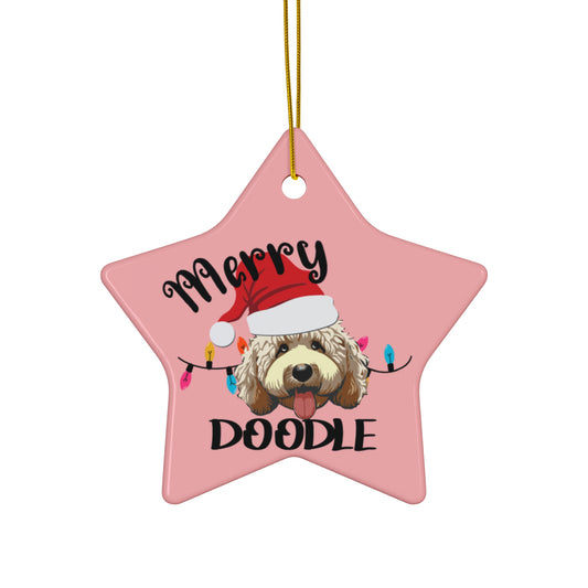 Ceramic Ornament Merry Doodle Star - Festive Holiday Decor for Doodle Lovers