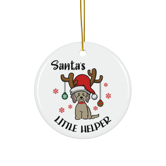 Ceramic Ornament Santa's Little Helper - Perfect for Doodle Dog Lovers